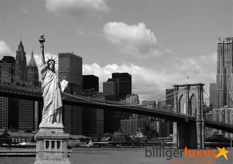 Wall mural wallpaper Brooklyn Bridge Statue of Liberty New York black ...