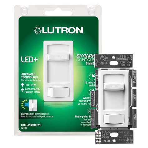 Lutron Skylark Contour LED+ Dimmer Switch for Dimmable LED, Halogen and ...