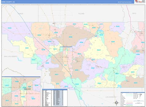 Kern County, CA Wall Map Color Cast Style by MarketMAPS