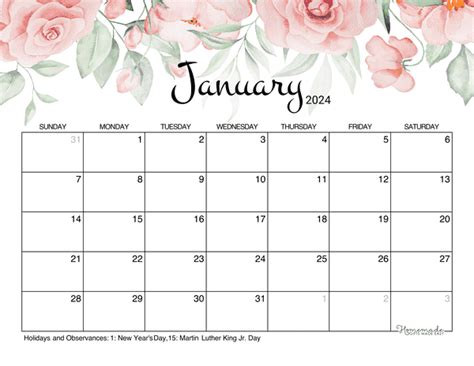 Printable 2024 Jan Calendar Template - 2024 Calendar With Week Numbers