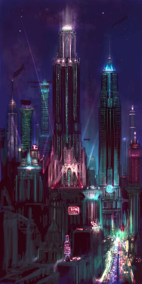 Retro-Futuristic city drawing by BoxofLizards on DeviantArt