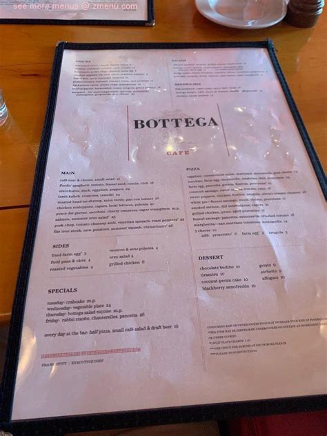 Online Menu of Bottega Cafe Restaurant, Birmingham, Alabama, 35205 - Zmenu