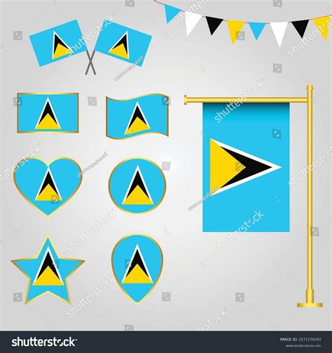 Vector Collection St Lucia Flag Emblems Stock Vector (Royalty Free ...