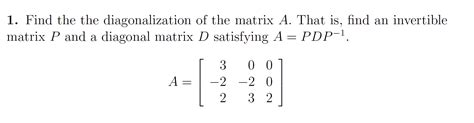 Solved 1. Find the the diagonalization of the matrix A. That | Chegg.com