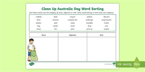 FREE! - Environment Vocabulary Worksheet | Clean Up Australia Day