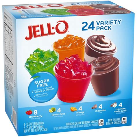 Jello-O Sugar Free Gelatin and Pudding Cups Variety Pack, 24 ct - 79.0 ...