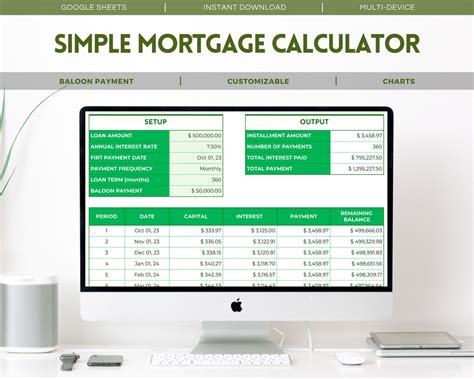 Simple Mortgage Calculator: Google Sheets Template for Easy Loan ...