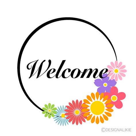 Flowers Welcome Circle Clip Art Free PNG Image｜Illustoon