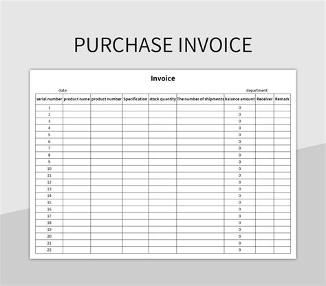 Purchase Invoice Excel Template And Google Sheets File For Free ...