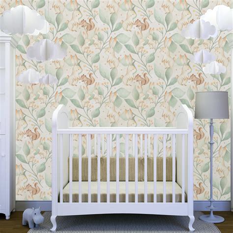 Woodland Animals Wallpaper/bunny and Squirrel Nursery Peel and - Etsy