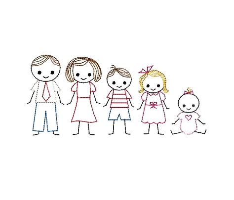 Stick Figures Family Machine Embroidery Designs - 4 sizes each