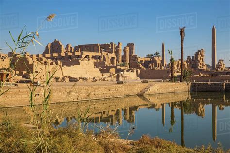 Sacred Lake, Karnak Temple, UNESCO World Heritage Site, near Luxor ...