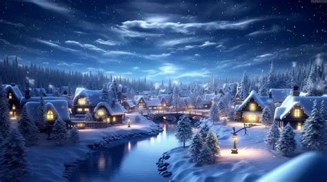 Enchanting Winter Wonderland Breathtaking Closeup Of A Snowy Village At ...