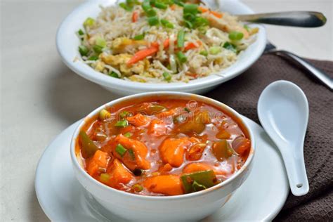 Fried Rice and Chicken Manchurian Stock Photo - Image of staple, rice ...