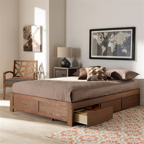 Baxton Studio Wren Wood Storage Platform Bed Frame, Full, Brown ...