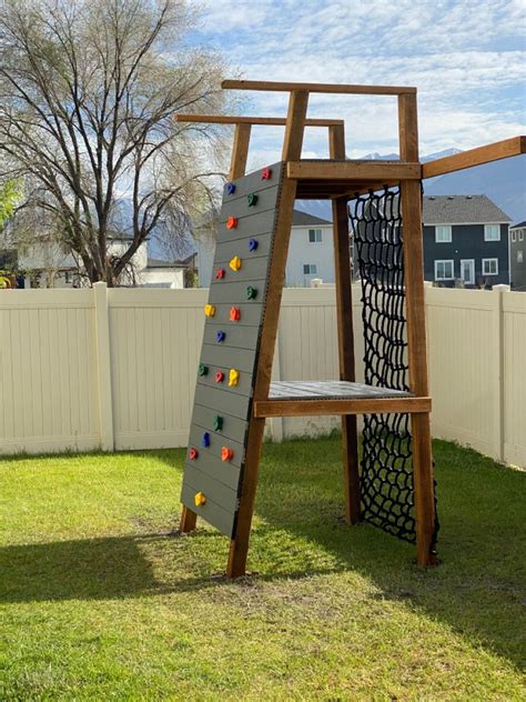 DIY kids Climbing wall and platform | Playground backyard diy, Kids ...