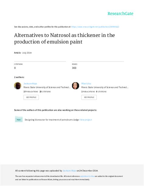 (PDF) Alternatives to Natrosol as thickener in the production of ...