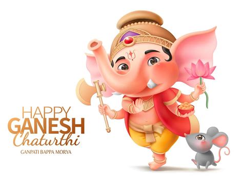 Happy Ganesh chaturthi character with Ganesha and mushika 15286559 ...