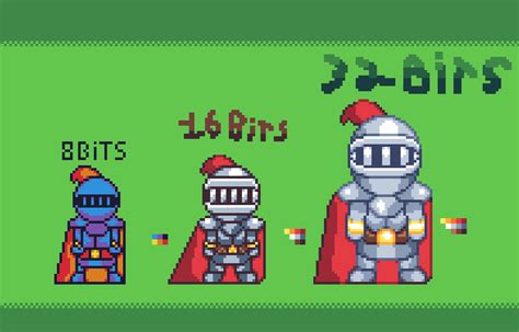 Knight in different bits (8 Bits, 16 Bits and 32 Bits) : r/PixelArt