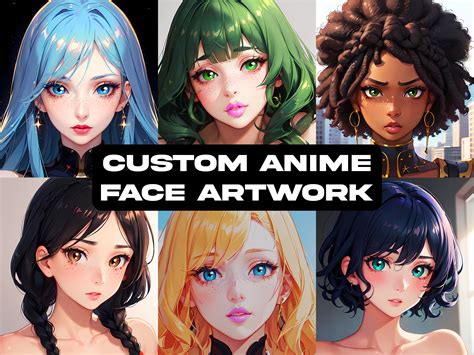 Custom Anime Face Artwork Close up Unique Commission Anime Girl Fantasy ...