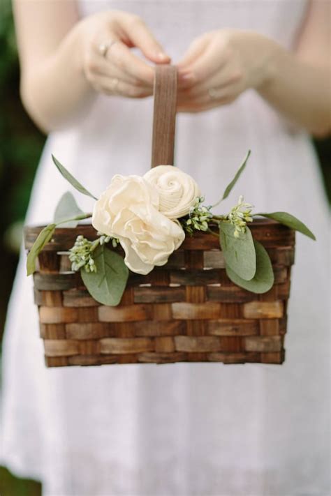 Flower Girl Basket Rustic Flower Basket Brown Rectangle