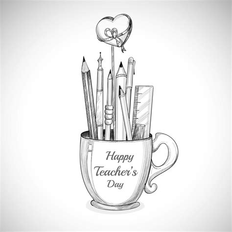 Let's Celebrate Happy Teacher's Day Mug and Pencil Sketch 1254727 ...