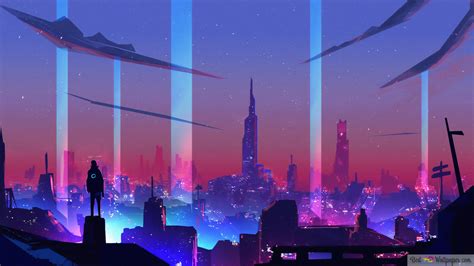 Scifi City Night 4K wallpaper download