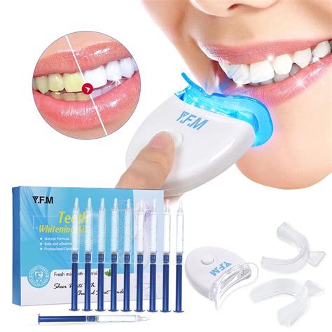 Y.F.M Teeth Whitening Kit W/ LED Light 2 Mouth Tray 10 Whitening Gel ...