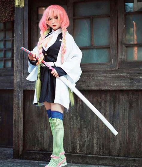 Demon Slayer Kanroji Mitsuri Cosplay Wig Kimetsu No Yaiba Costume Long ...