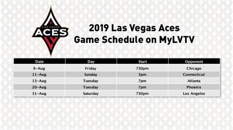 Las Vegas Aces 2019 Game Schedule | KVCWtv