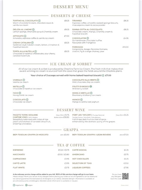 Piccolino Sheffield Sheffield's full menu online