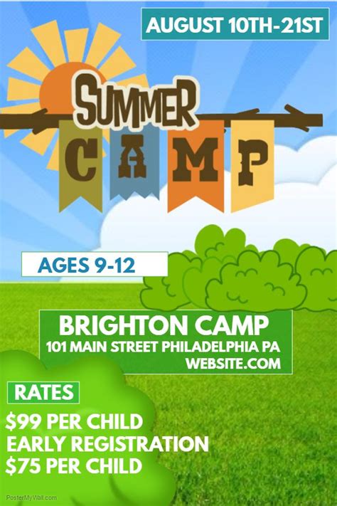 Summer Camp poster flyer social media graphic design template. | Summer ...