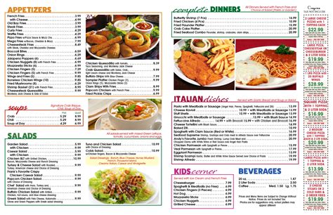 Dinner Menu | Andy's Pizza Delivery