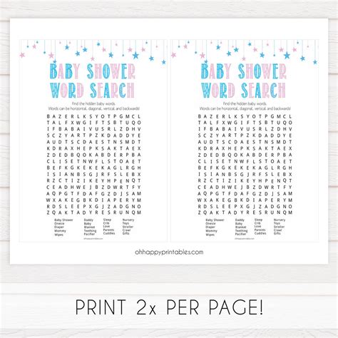 Baby Word Search - Printable Gender Reveal Baby Games – OhHappyPrintables