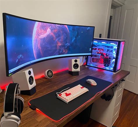 Ultrawide Monitor PC Setup | Video game room design, Computer gaming ...