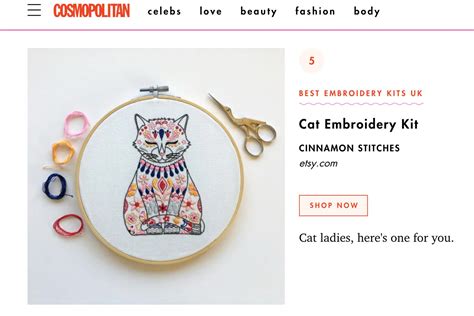 Embroidery Kit Cat Embroidery Kit - Etsy