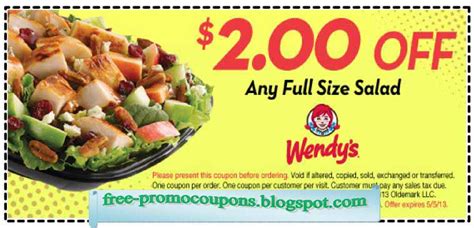 Printable Coupons 2021: Wendys Coupons