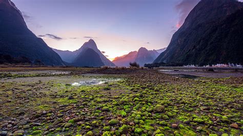 Mitre Peak sunset view in Milford Sound, Fiordland, South Island of New ...