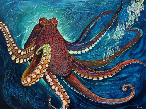 ‘Octavia’ Octopus – Original painting | Deep Impressions Underwater Art