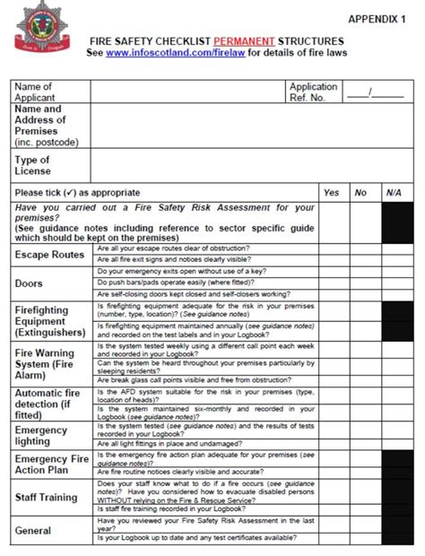 Fire Safety Checklist Template