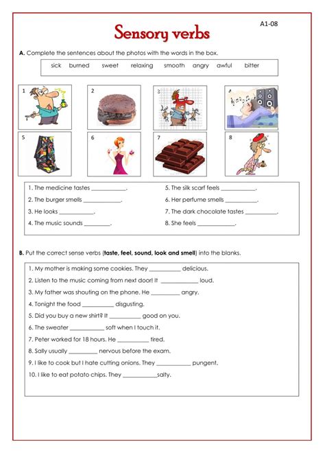 Sensory Verbs Worksheet | Language Worksheets