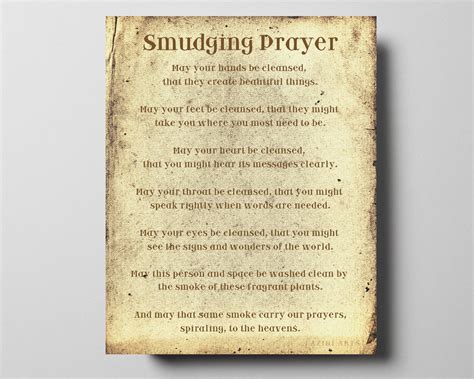 Smudging Prayer Traditional Cherokee Blessing Printable 8X10 - Etsy ...