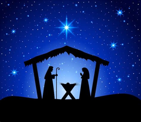 Premium Vector | Christmas nativity scene with baby Jesus Mary and ...