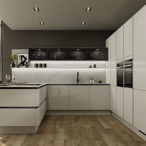 Hockley Mirror Gloss Sandstone Kitchen | Howdens