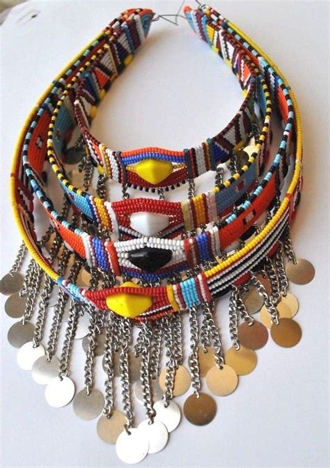 AFRICAN BEAUTIFUL Hand-made Kenya Maasai Bead Assorted Necklaces (4 ...