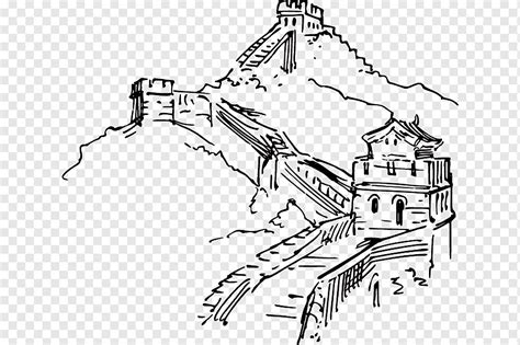 Great Wall of China sketch, Great Wall of China Ink wash painting ...