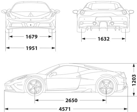 Ferrari 458 Speciale 2013 Blueprint - Download free blueprint for 3D ...