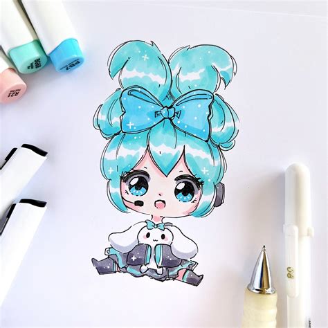 Hatsune Miku x Cinnamoroll Chibi Kawaii Anime Mini Painting - Etsy México