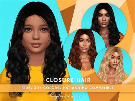 The Sims Resource - Closure Hair KIDS | Kids hairstyles, Sims hair ...