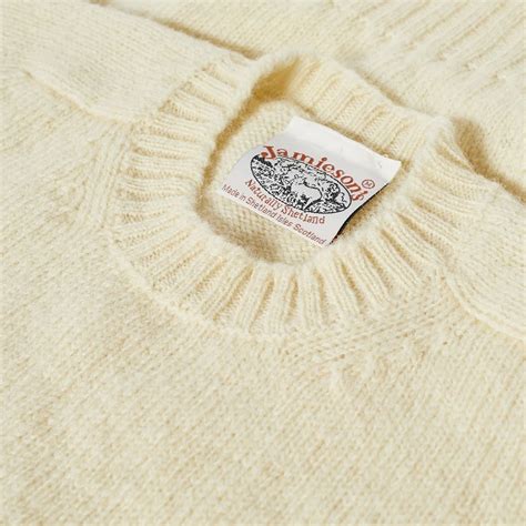 Jamieson's of Shetland Men's Crew Knit in Natural White Jamieson's of ...